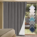 Linen Blackout Curtains 100% Blackout Patio Door Panel - Grey