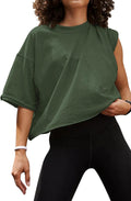 Women's Oversize Workout Crop Top - Loose Boxy Tee for Yoga