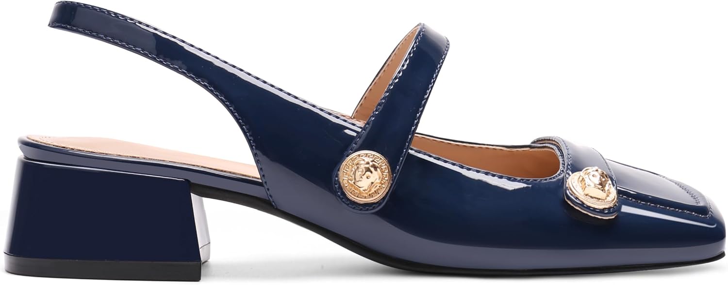 Slingback Mary Jane Heels for Women with Low Block Heel Style