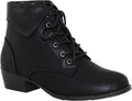 TOP Moda EC89 Foldover Lace Up Low Chunky Heel Ankle Booties Jewelry