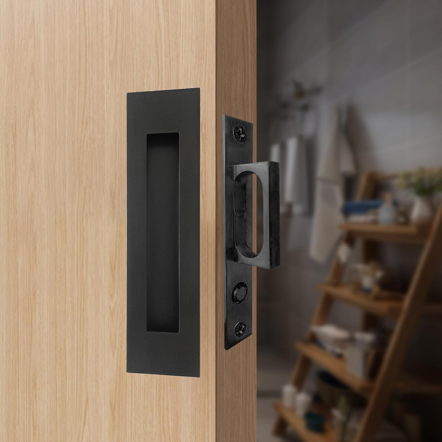 Recessed Finger Flush Pulls for Sliding Closet Doors - Black