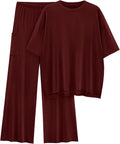 Womens 2 Piece Summer Lounge Set - Loose Crewneck & Wide Leg Pants