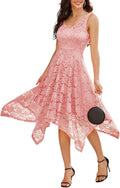 Lace Cocktail Party Dress for Women - Handkerchief Hem Elegant