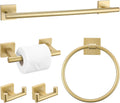 Brushed Gold Towel Bar Set 5-Piece Bathroom Hardware - Sleek