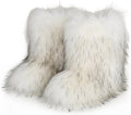 fur boots for women Faux Fur Mid-Calf Snow Boots - Warm, Non-Slip