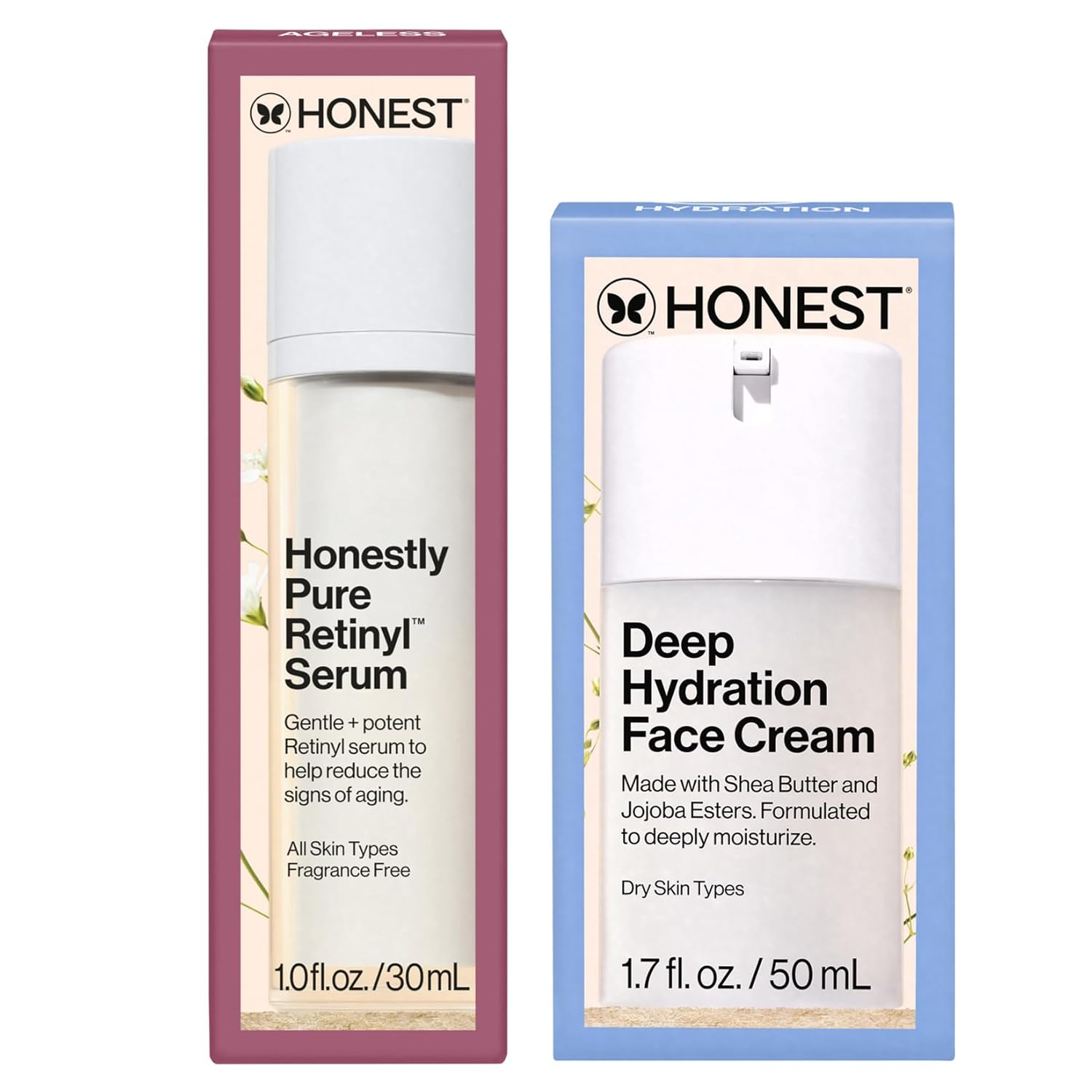 Deep Hydration Face Cream and Vegan Nightly Retinyl Serum Bundle