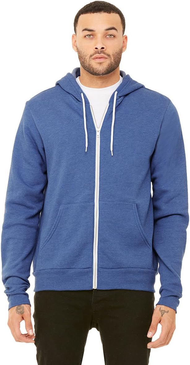 Bella & Canvas Men's Unisex Poly-Cotton Fleece Full-Zip Hoodie