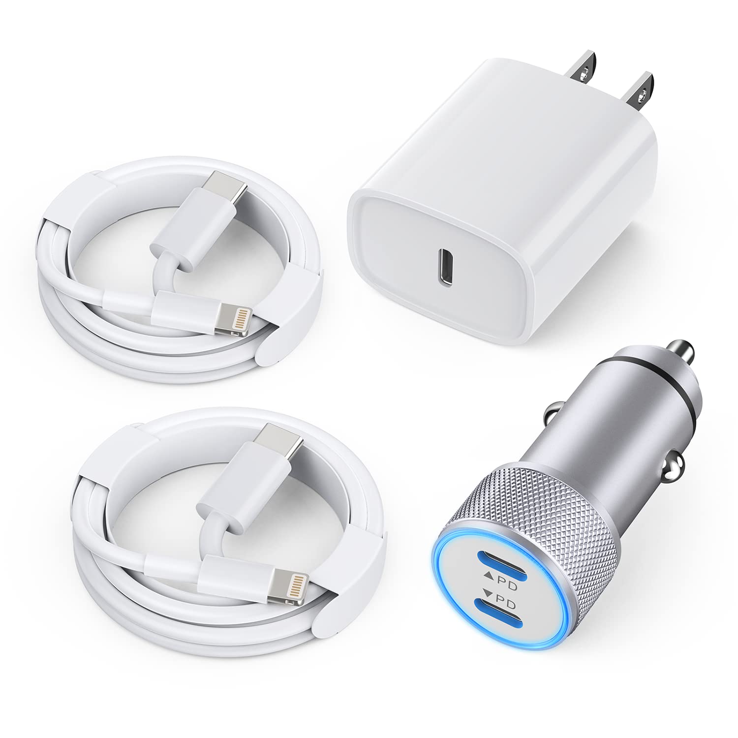 DelTucci Fast Dual USB C Car Charger Set