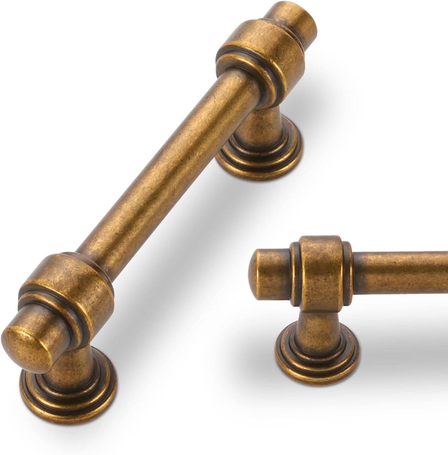 Antique Brass Kitchen Cabinet Handles - Vintage Drawer Pulls