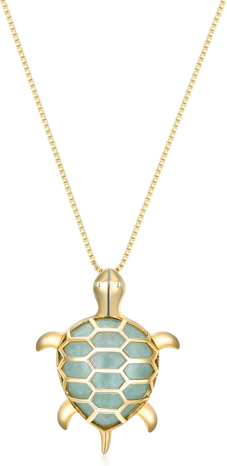 Whimsical Turtle Pendant Necklace in 18K Gold Plated Silver