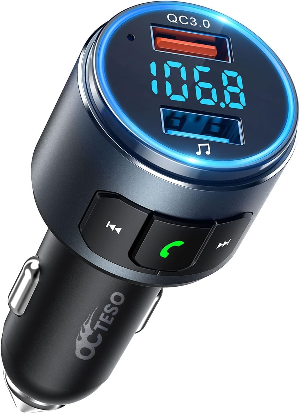 Wireless FM Bluetooth Transmitter: QC3.0 Fast Charging