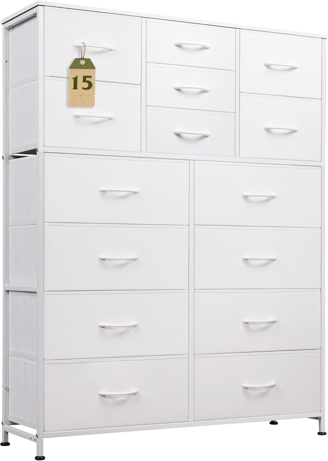 WLIVE Tall White Dresser with 15 Deep Drawers for Storage