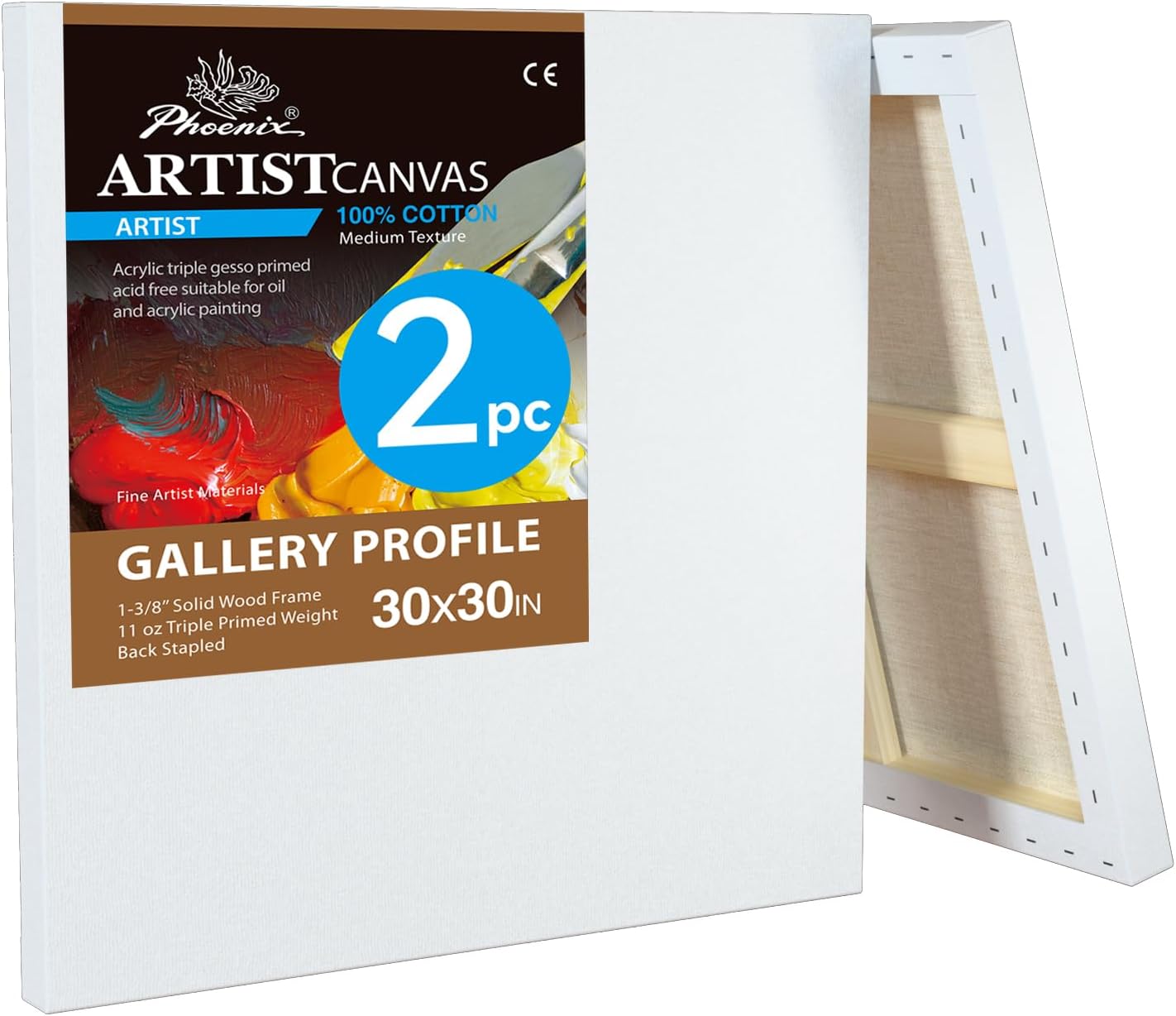 PHOENIX 30x30 Inch Gallery Canvas Pack for Professional Painting