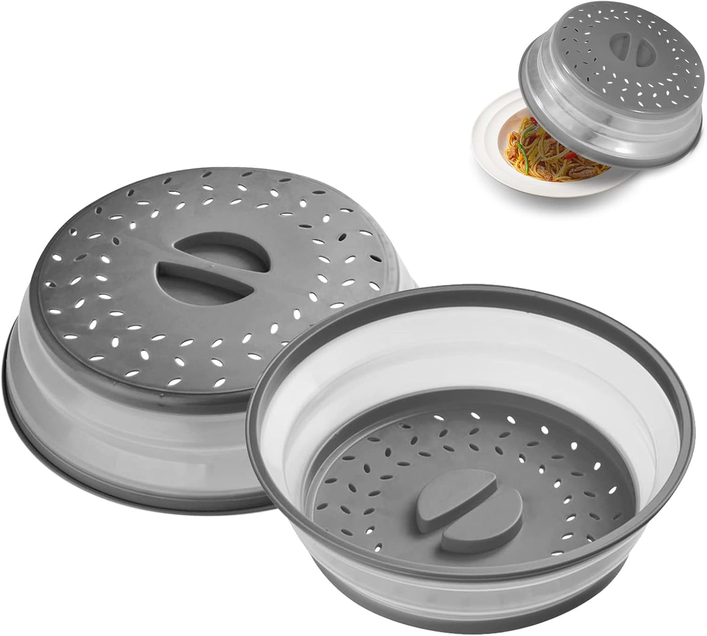 2 Pack Splatter Proof Mic Cover Set, 10.5 Round, Grip Handle, Dishwasher Safe, COVLUROTO