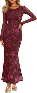 MEROKEETY Women's Fall Cocktail Formal Wedding Guest Dress