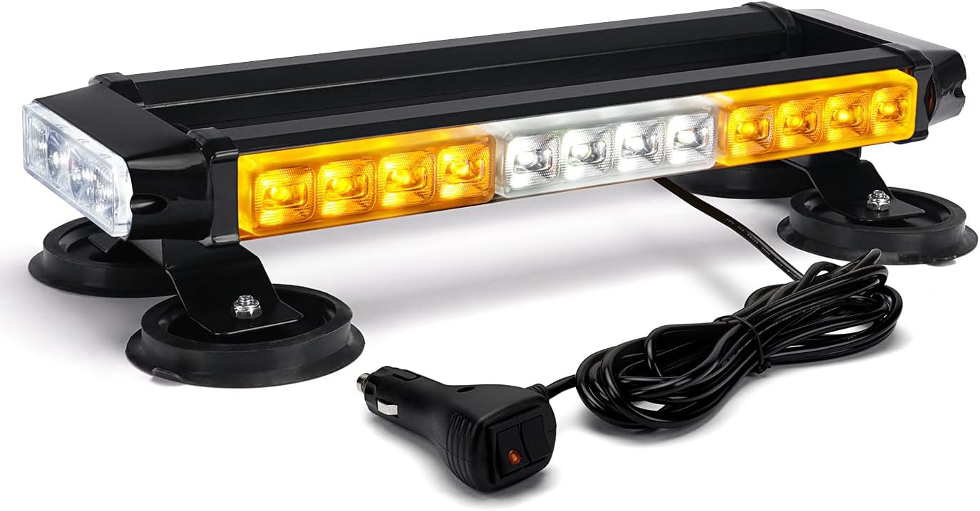 Xprite White Amber LED Rooftop Emergency Strobe Light Bar Review