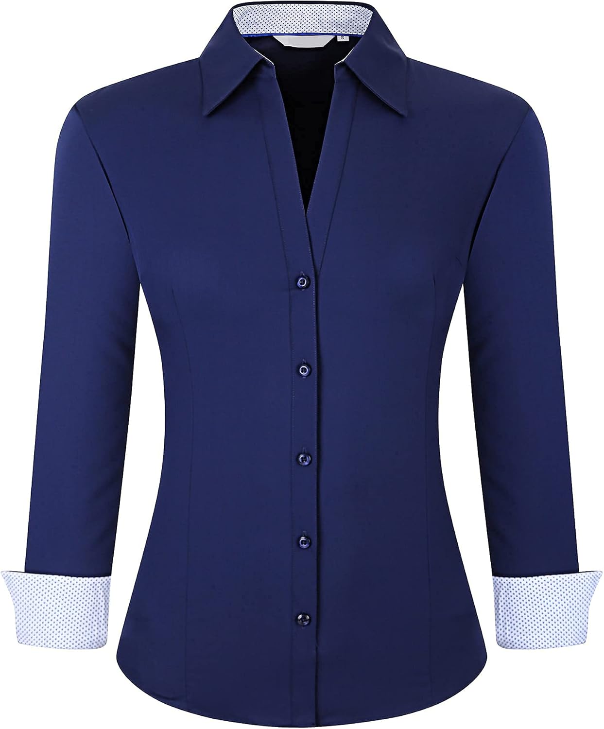 Womens Button Down Shirt Long Sleeve Work Dress Shirts V Neck