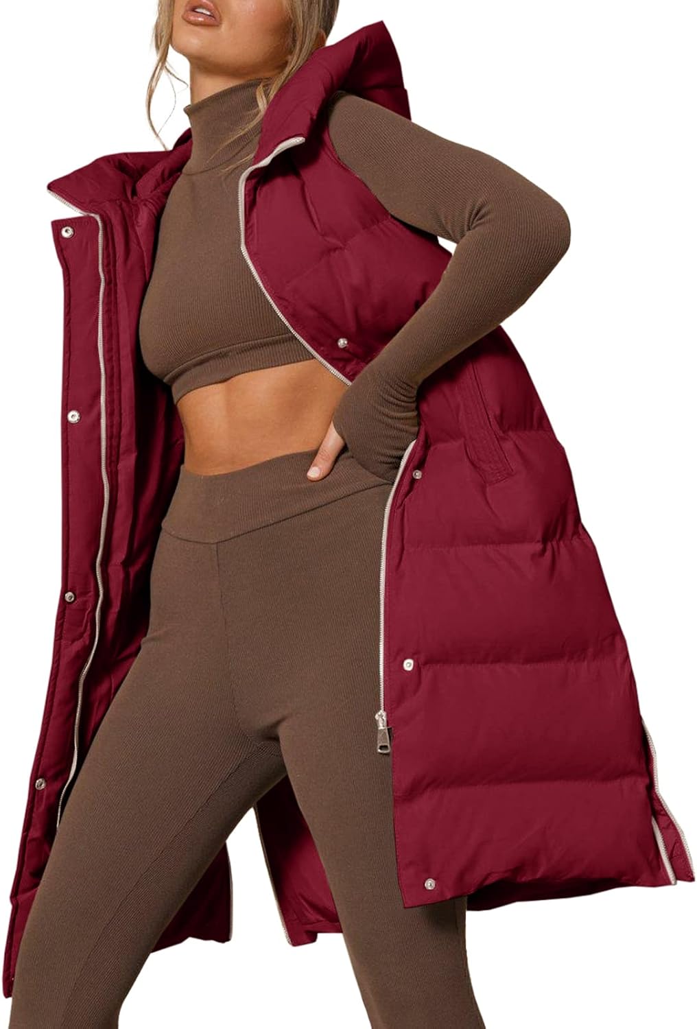 Inorin Womens Down Vest with Stand Collar for Cold Weather
