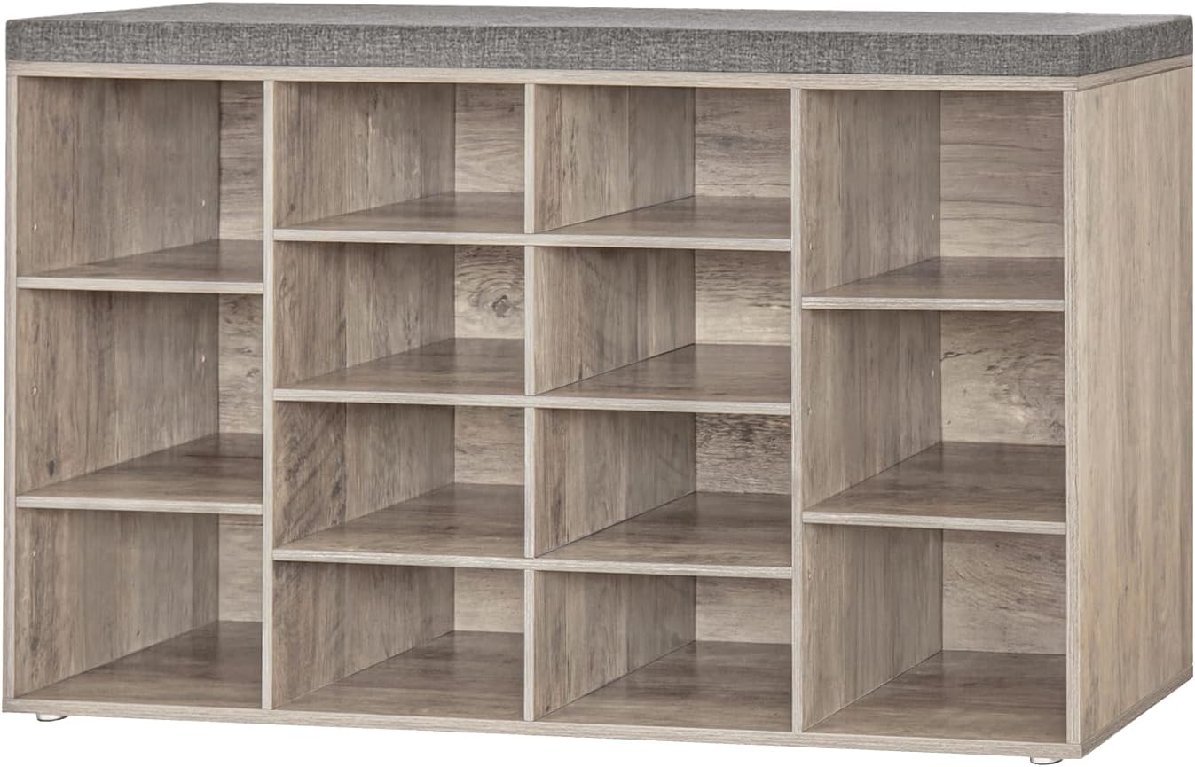 DINZI LVJ Shoe Storage Bench with Cushion for Entryway and More