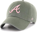 47 Clean Up Moss Green Pink Atlanta Braves Cap - Adjustable Fit