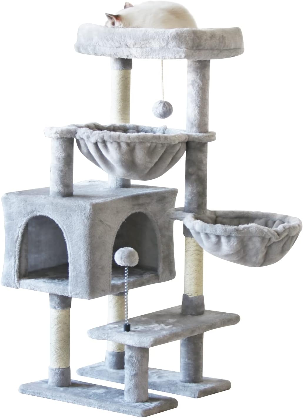 KIYUMI Cat Tree Tower with Hammock and Scratching Post for Cats