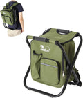 Backpack Fishing Chair with Cooler Bag - Foldable Stool for Outdoors