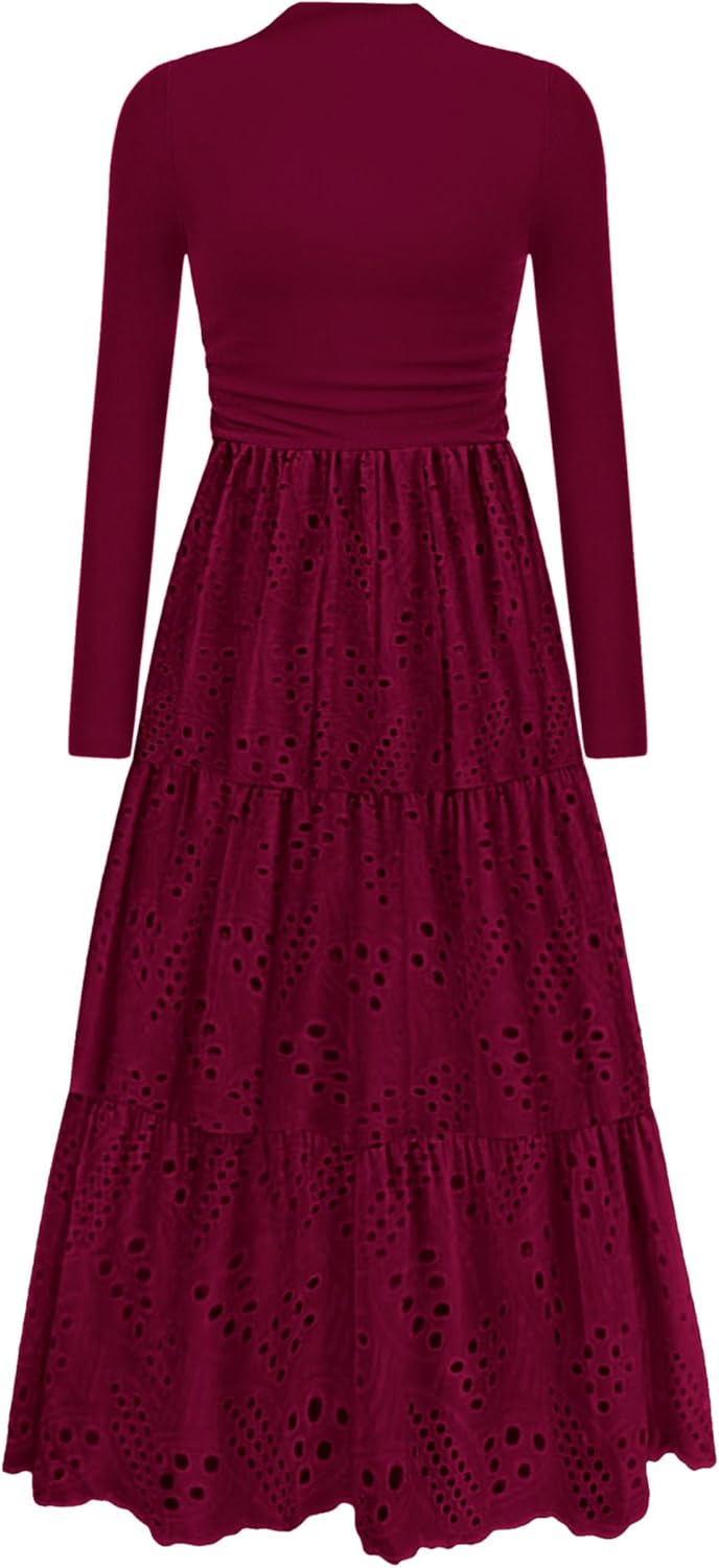PRETTYGARDEN Long Sleeve Dress for Women - Elegant Maxi Style