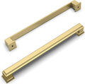 Brushed Gold Cabinet Pulls 7-1/2 in Hole Center - Solid Metal Handles