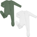 Rayon from Bamboo Baby Footed Pajamas 2-Way Zipper - Soft, Safe Fit