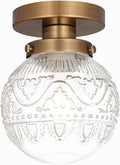 Small Semi Flush Mount Ceiling Light, Modern Globe Clear Glass