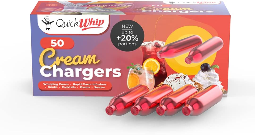QuickWhip Pro: 9g Pure Food Grade Gas Chargers - 50 Pack