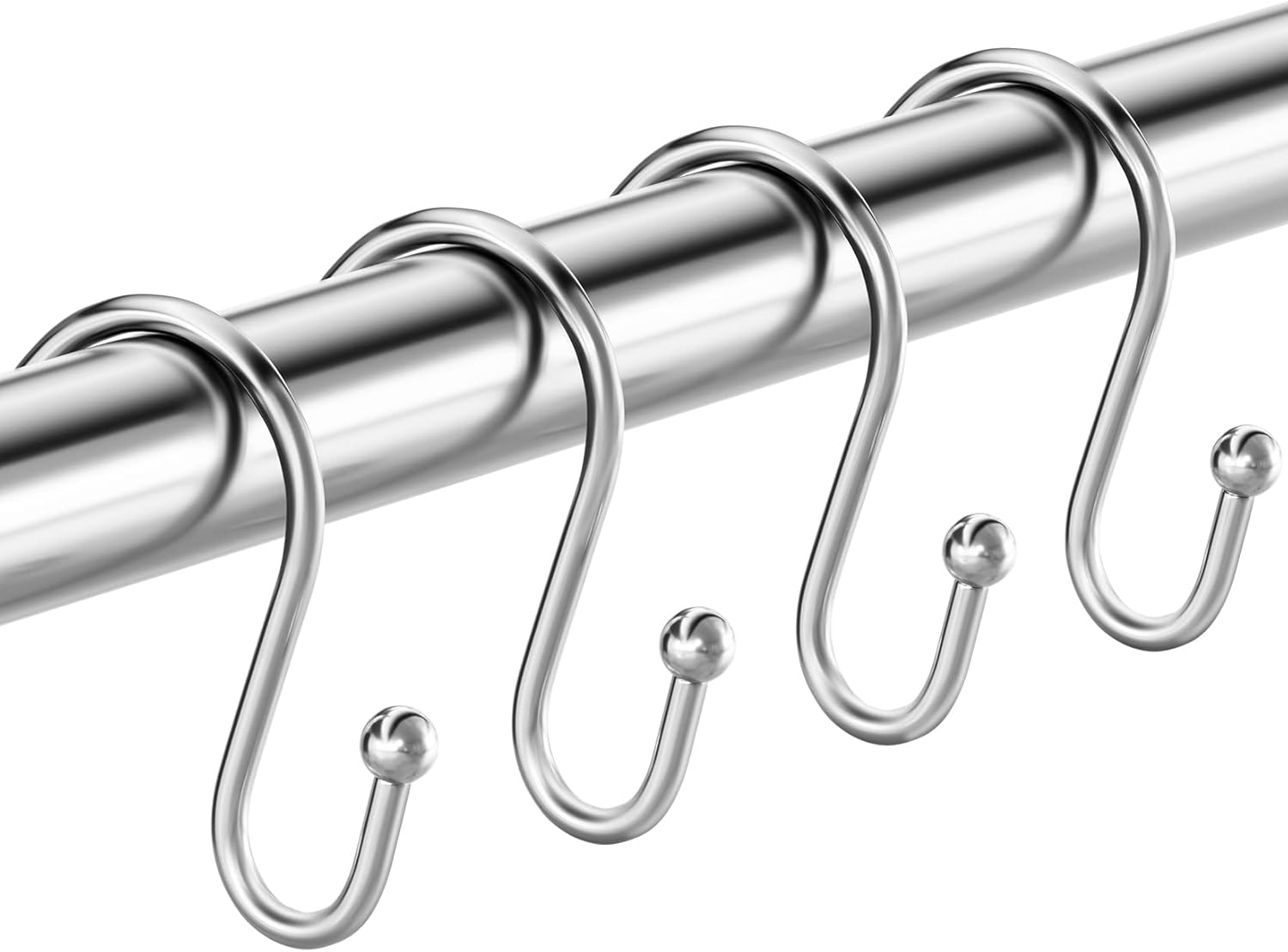 15 PCS Silver Shower Curtain Hooks - Multi-Use S Hooks for Christmas & Kitchen