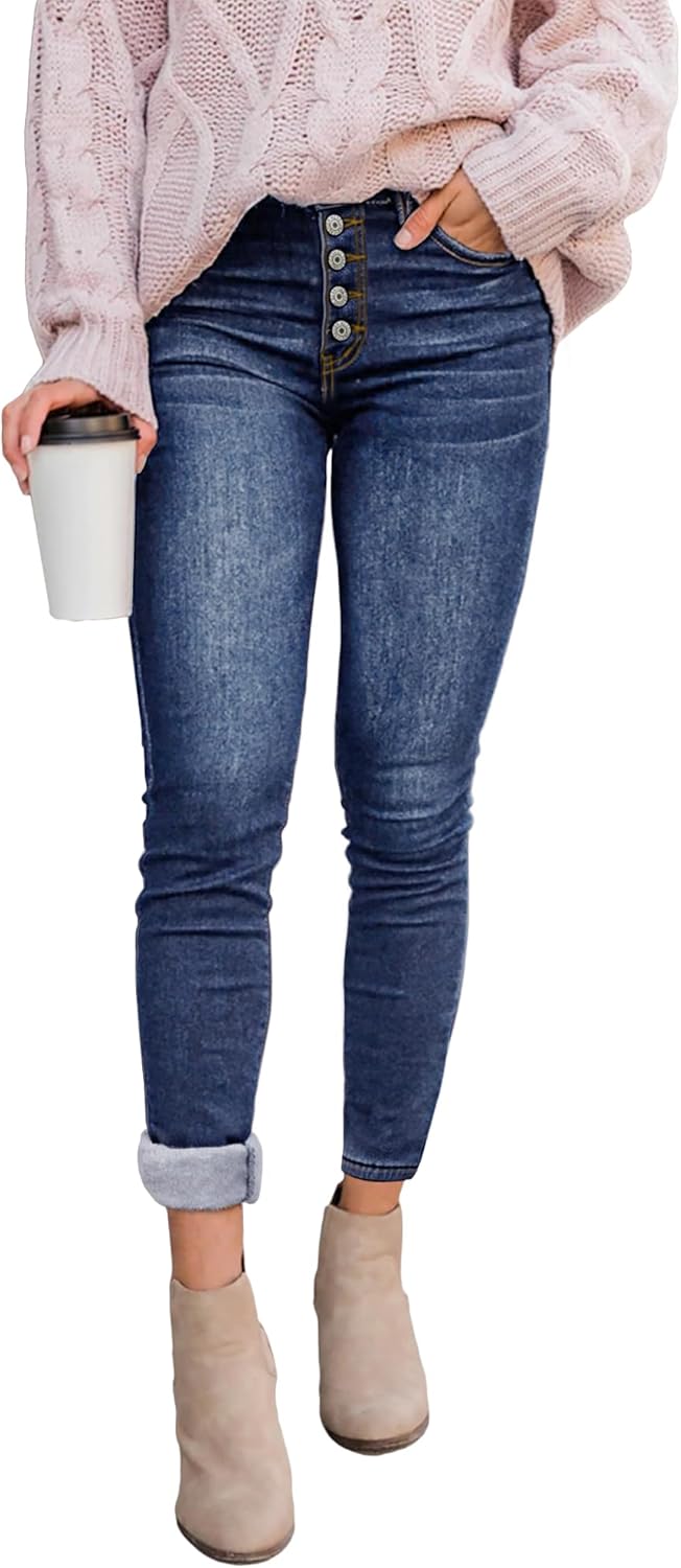 Luvamia Women's Fleece Lined Jeans for Winter Comfort and Style