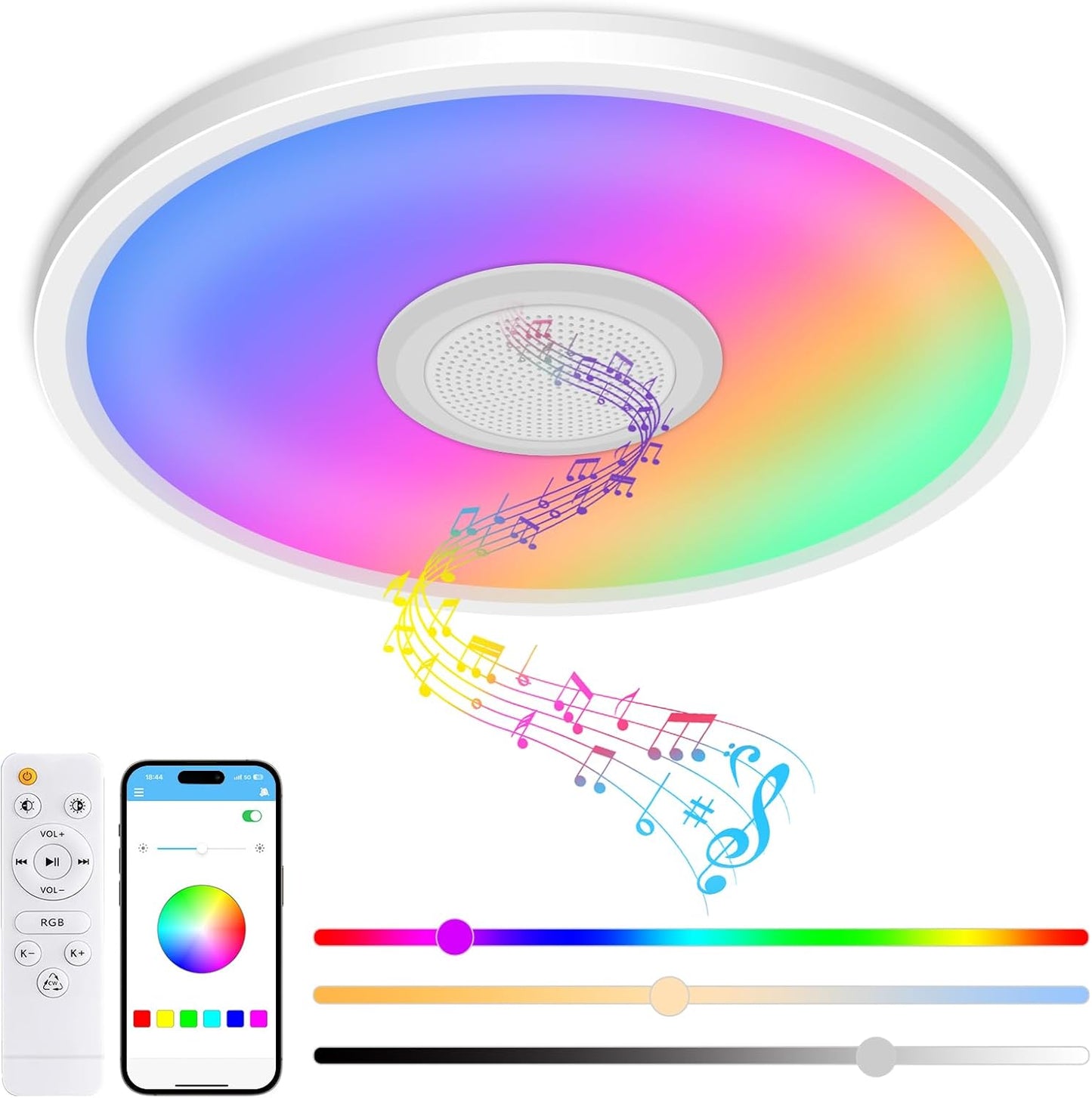 Zemty RGB Ceiling Light: Smart Music & Color Changing Fun!