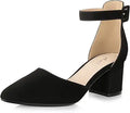 Ankis Closed Toe Heels for Women Black Nude Gold Silver - 2.25in Low