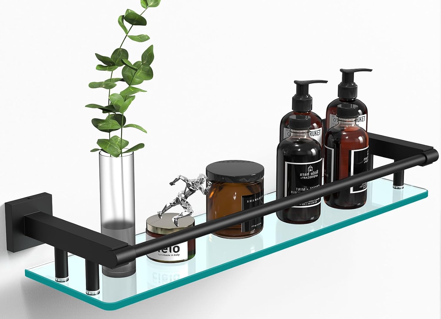 Bathroom Glass Shelf 20IN Rectangular Stainless Steel Design
