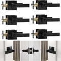 6 Pack Matte Black Door Handles - Privacy Door Levers Set