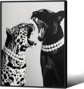 Vintage Animal Leopard Canvas Wall Art 12x16 in - Black Framed Print