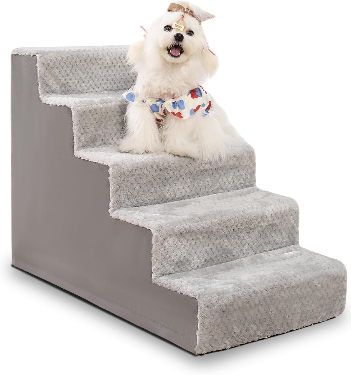 Dog Stairs for Small Dogs - 5-Step Pet Steps for High Beds