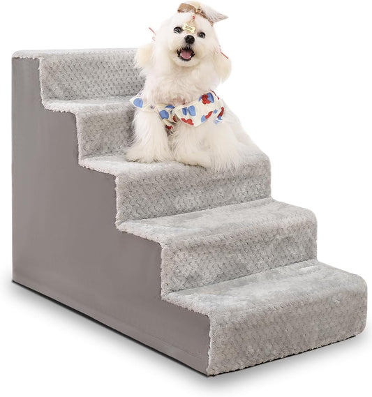 Dog Stairs for Small Dogs - 5-Step Pet Steps for High Beds