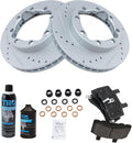 Front Brake Pad & Rotor Kit Ceramic G-Coated Slotted X Drilled TRQ