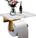 Toilet Paper Holder with Natural Marble Shelf - Sturdy Wall Mounted