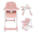 3-in-1 Foldable High Chair for Babies & Toddlers Pink - Adjustable