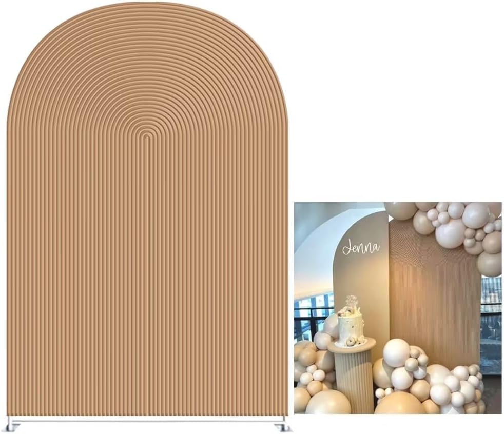 KONPON Brown Ripples Arched Frame Fabric Cover for Events