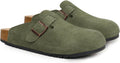 Suede Clogs Leather Mules Cork Footbed Sandals - Comfortable Arch