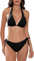 Women's Halter Padded Bikini Set - Textured Two Piece Swimwear
