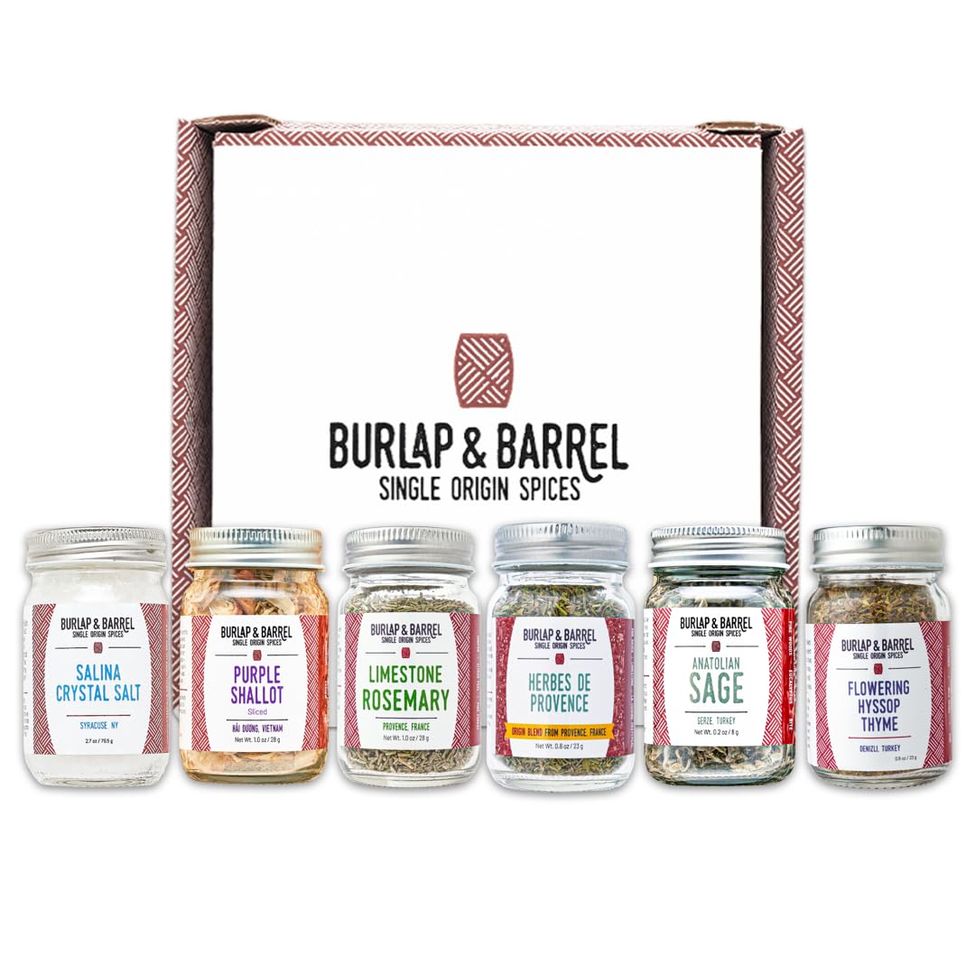 Burlap & Barrel Herbs & Salt 6-Pack Gift Set for Savory Cooking