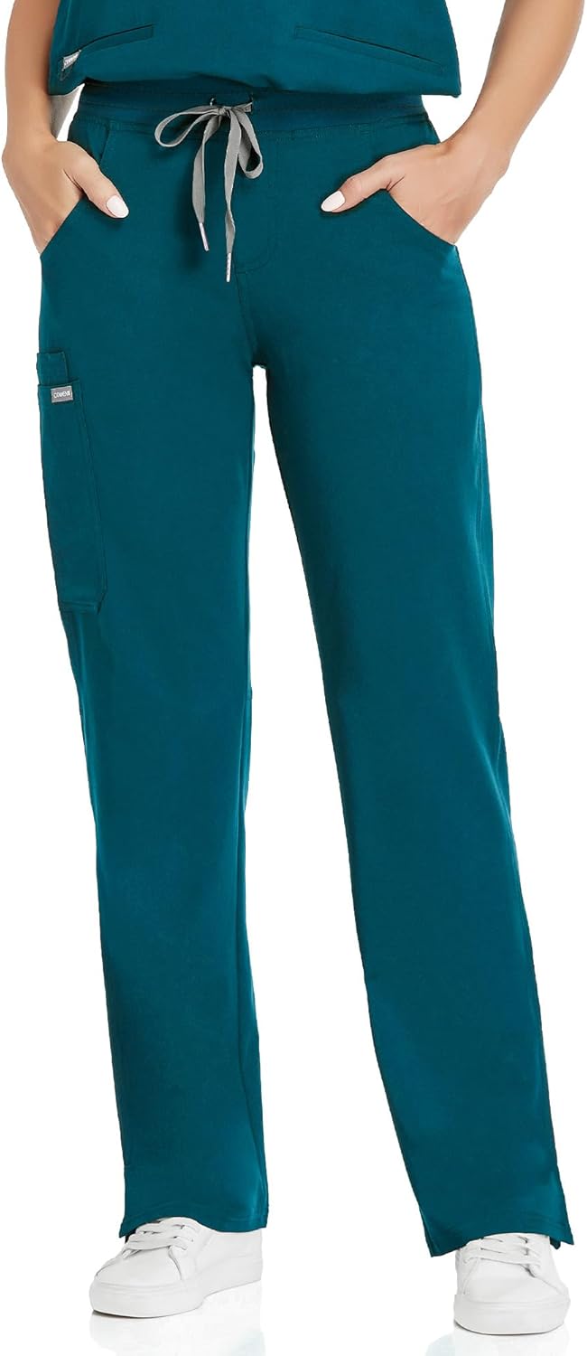 COMENII Scrubs for Women with Yoga Waistband and Cargo Pockets