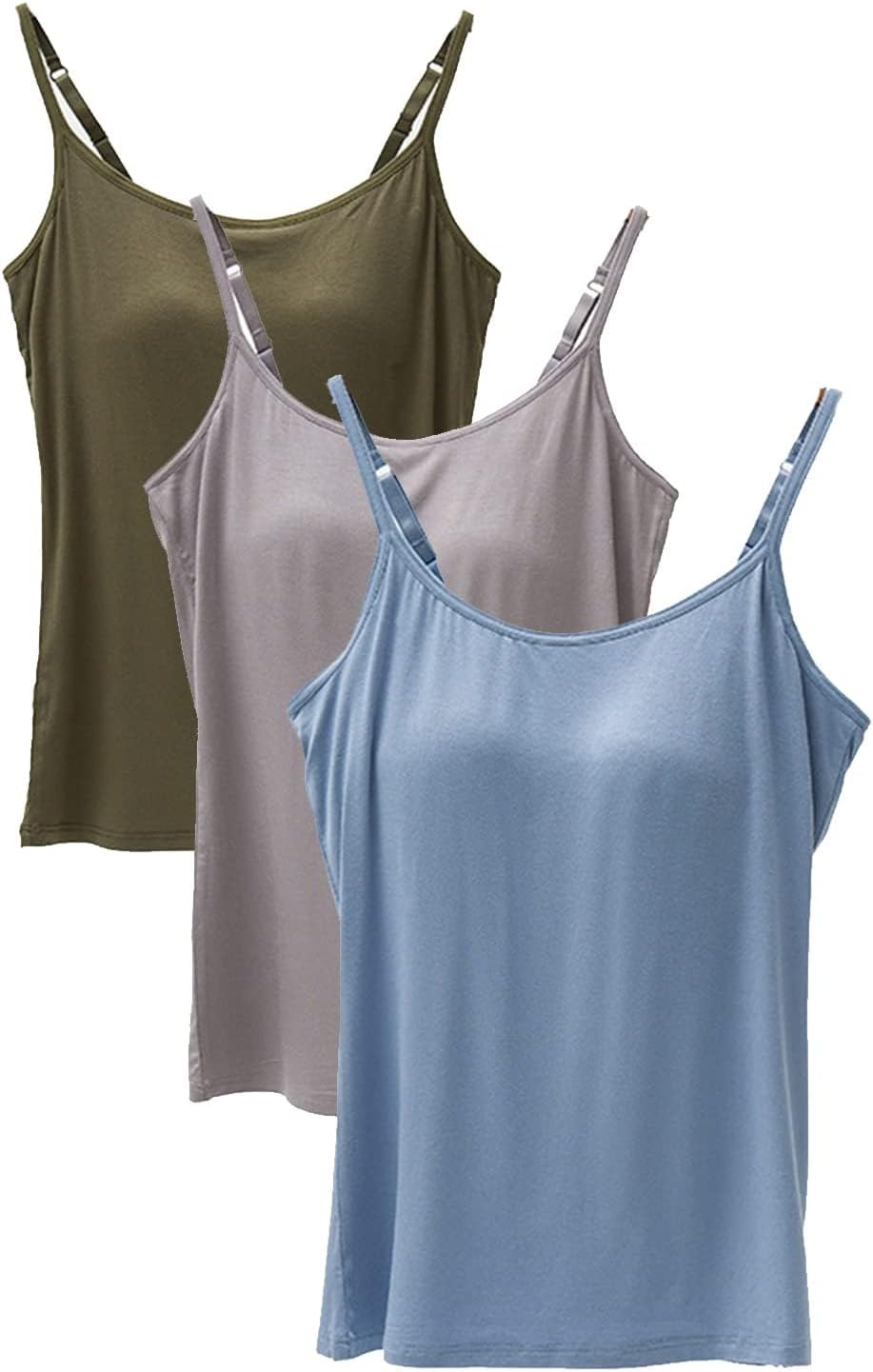 Womens Tank Tops Adjustable Strap Camisole with Built in Bra