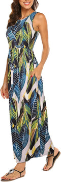 Hount Women's Summer Sleeveless Striped Flowy Maxi Dress